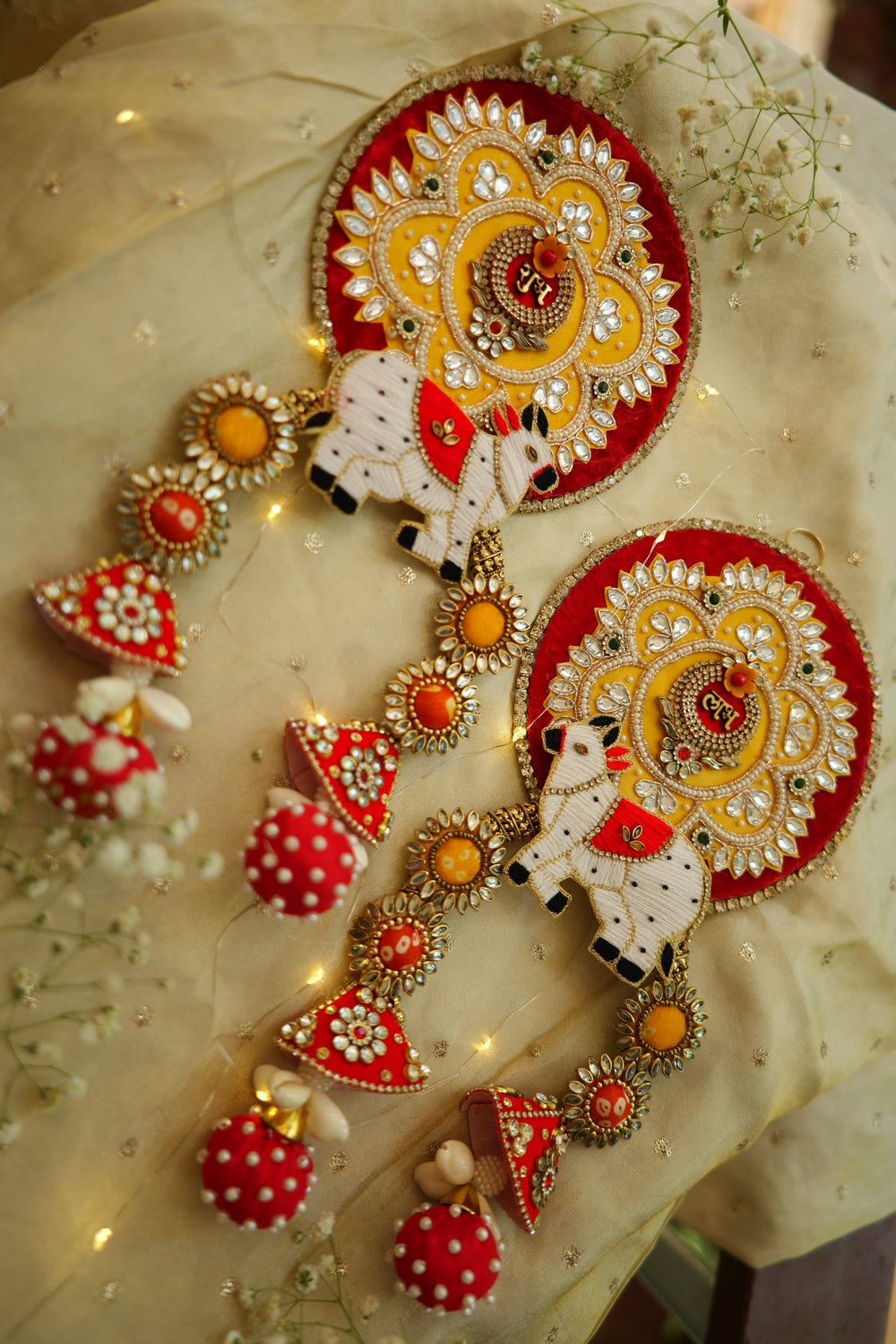 Shubh Labh Cow-Themed Wall Hanging
