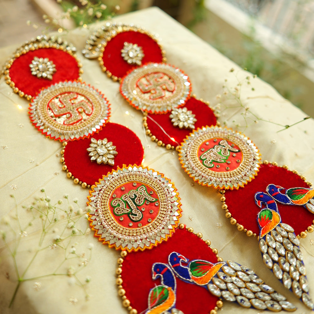 Shubh Labh Peacock -Themed Wall Hanging
