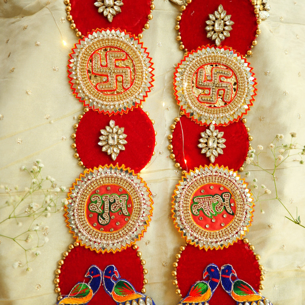 Shubh Labh Peacock -Themed Wall Hanging