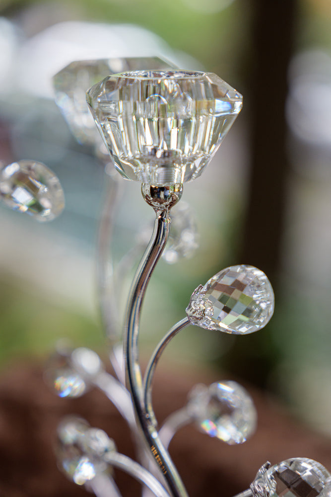 Silver Crystal Bloom Candle Holder