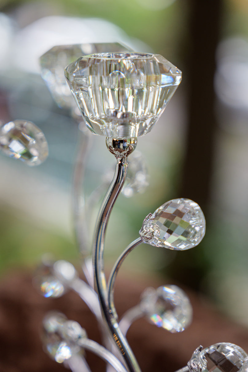 Silver Crystal Bloom Candle Holder