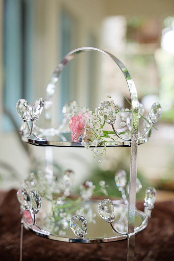 
                      
                        Silver Crystal Floral Two-Tiered Display Stand
                      
                    