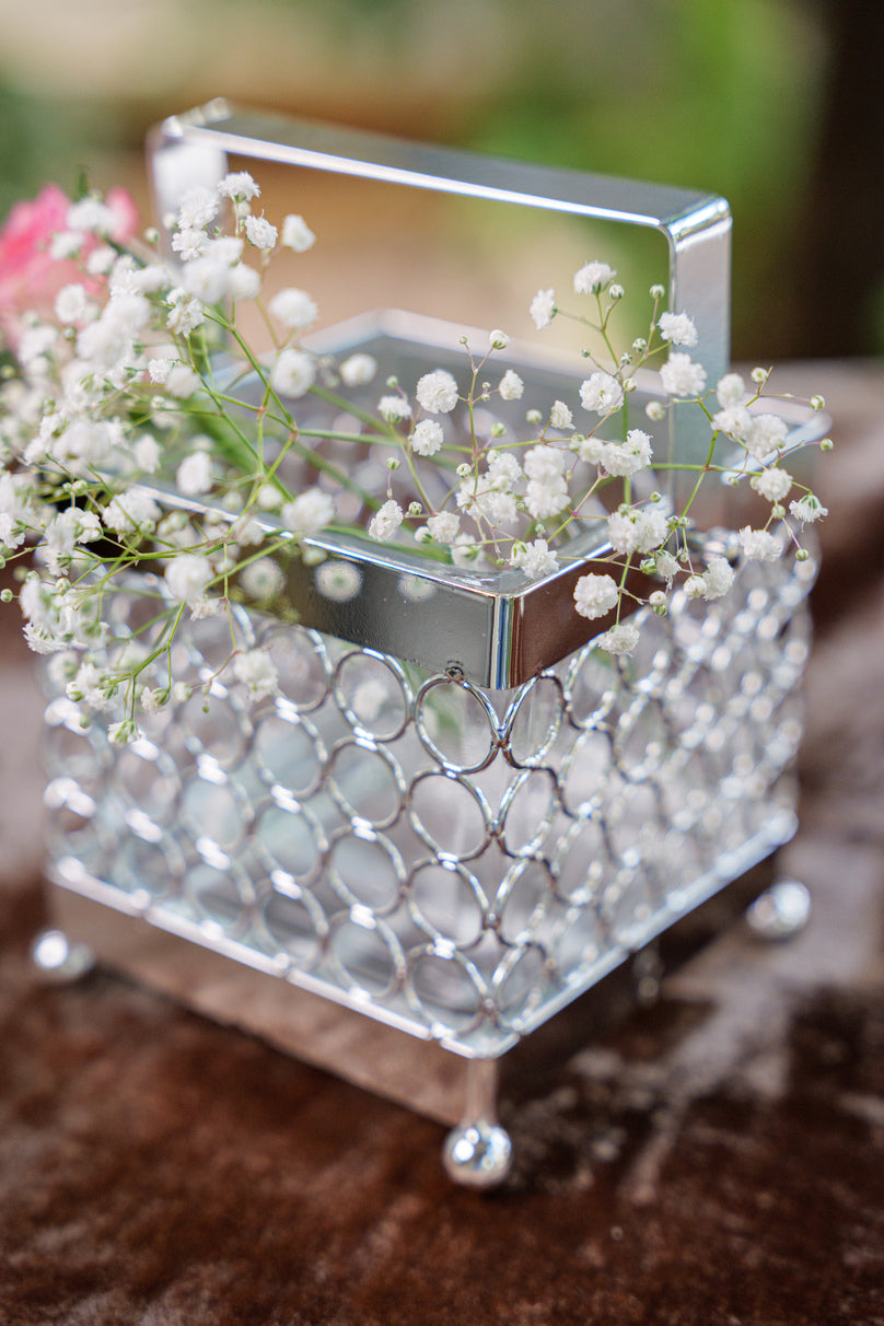 Silver Crystal Grace Square Holder (Flowers Not Included)