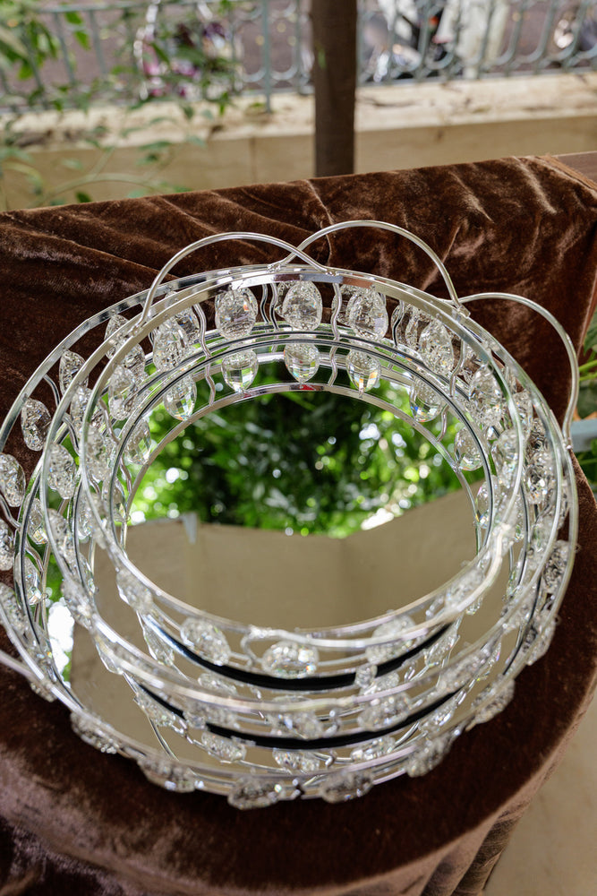 
                      
                        Silver Crystal Round Mirror Serving Tray
                      
                    