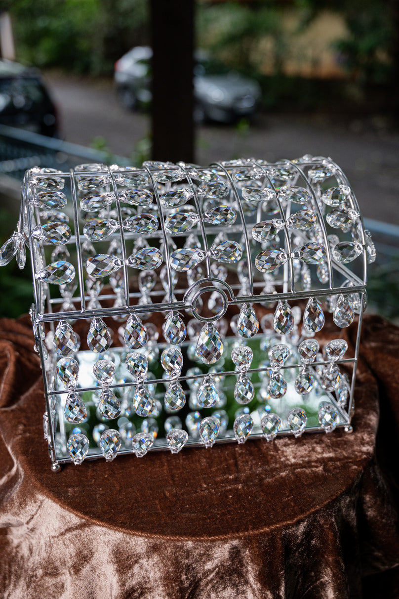 Silver crystal treasure box for gifting and decor