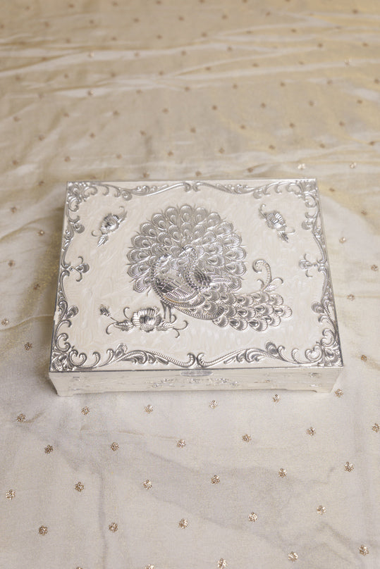 Silver dry fruit and jewelry storage box