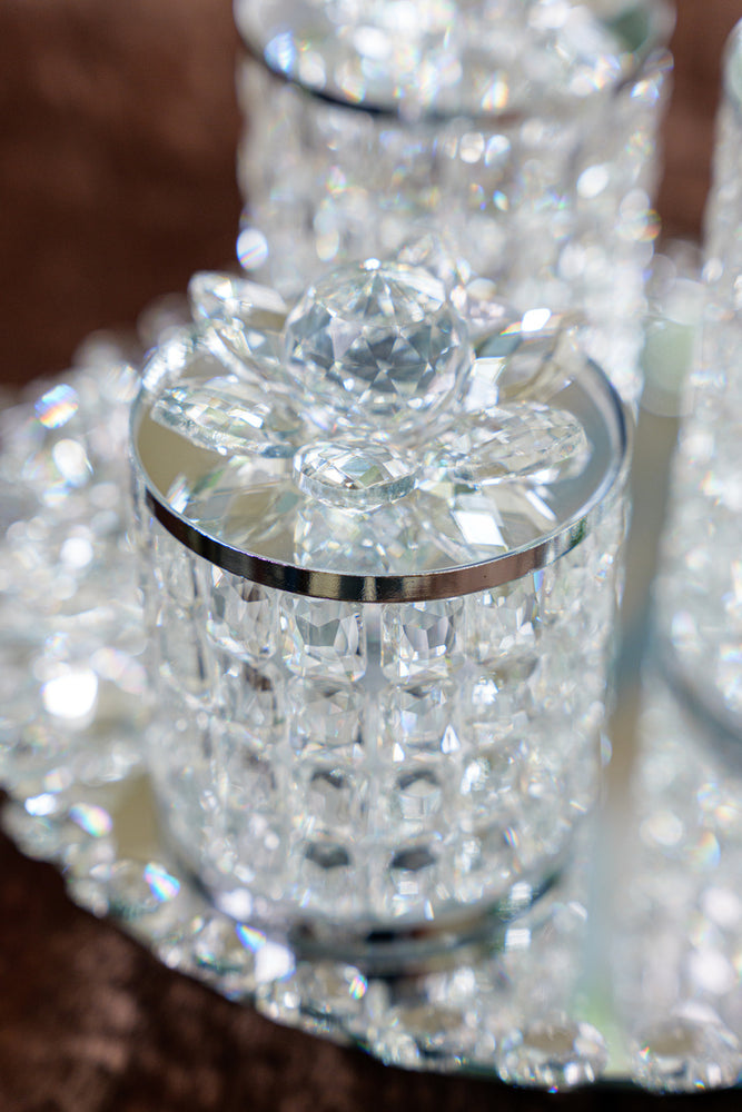 
                      
                        Silver Rotatable Crystal Lotus Jar Set
                      
                    