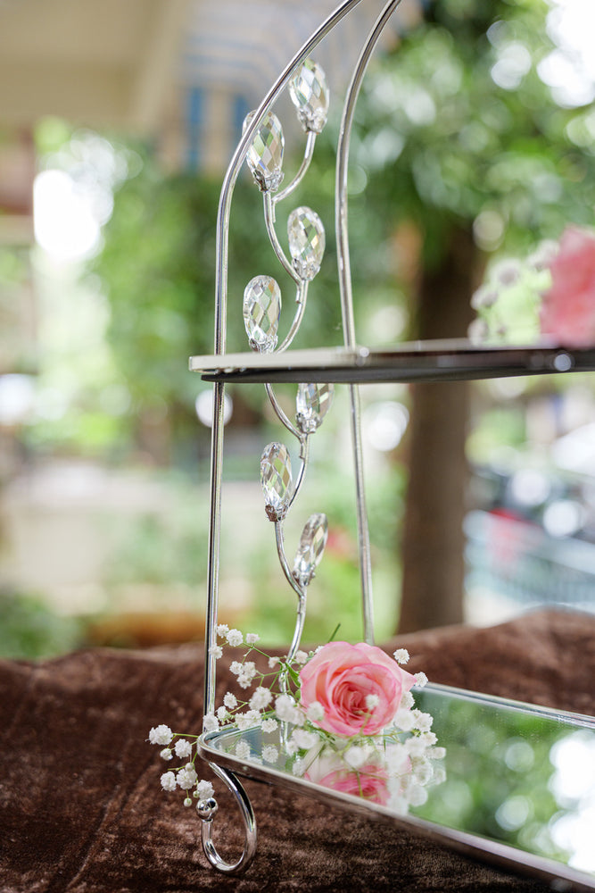 
                      
                        Silver Two-Tier Crystal Mirror Serving Stand
                      
                    