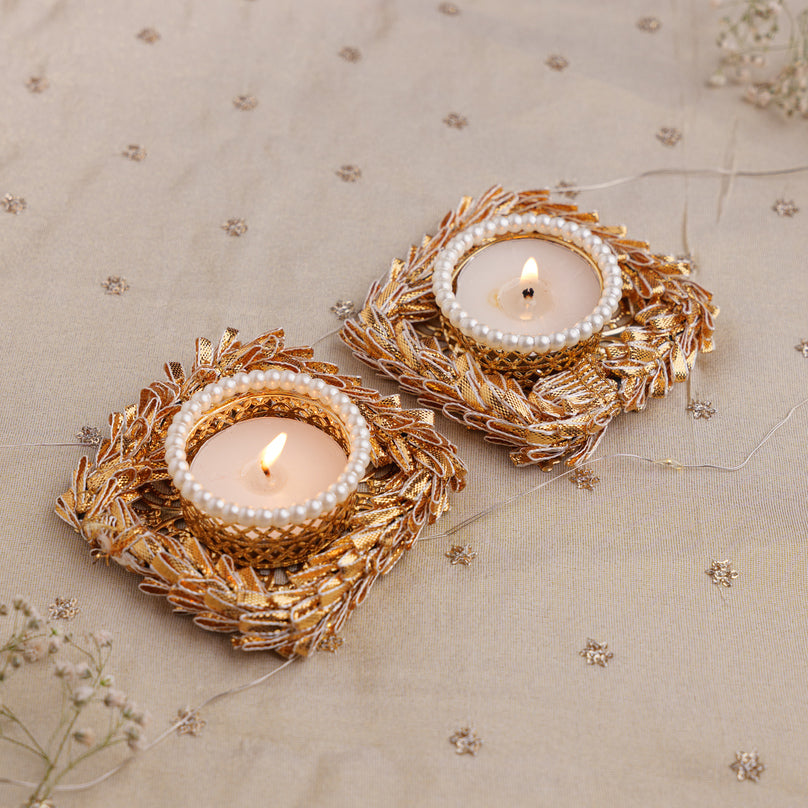 Square Golden Tealight Set