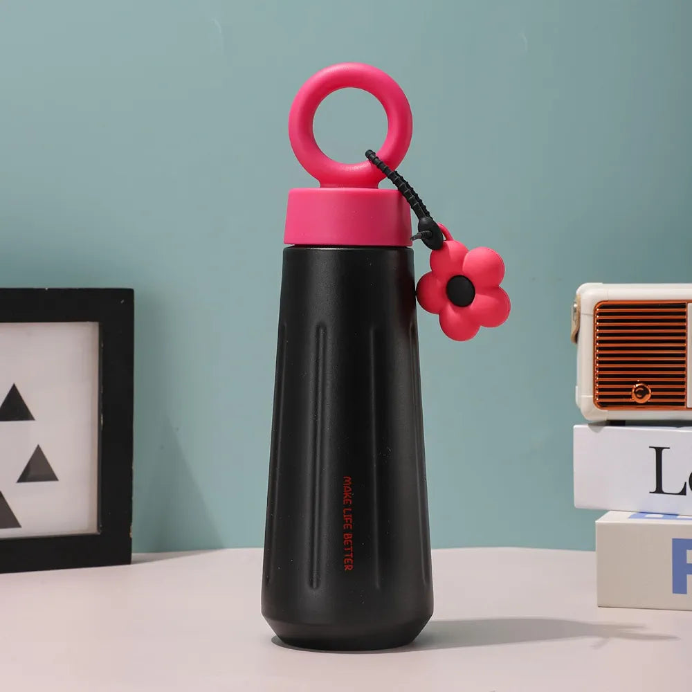 Stainless steel loop handle water bottle leakproof design