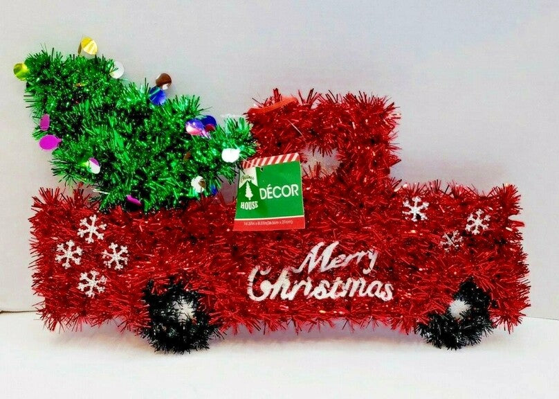 Tinsel Christmas Truck Hanging Decoration