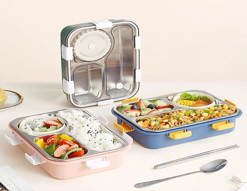 Peach Transparent Steel Lunch Box