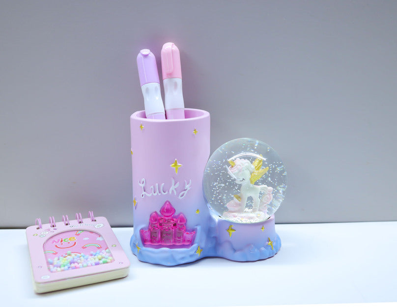 Unicorn Penstand With Globe