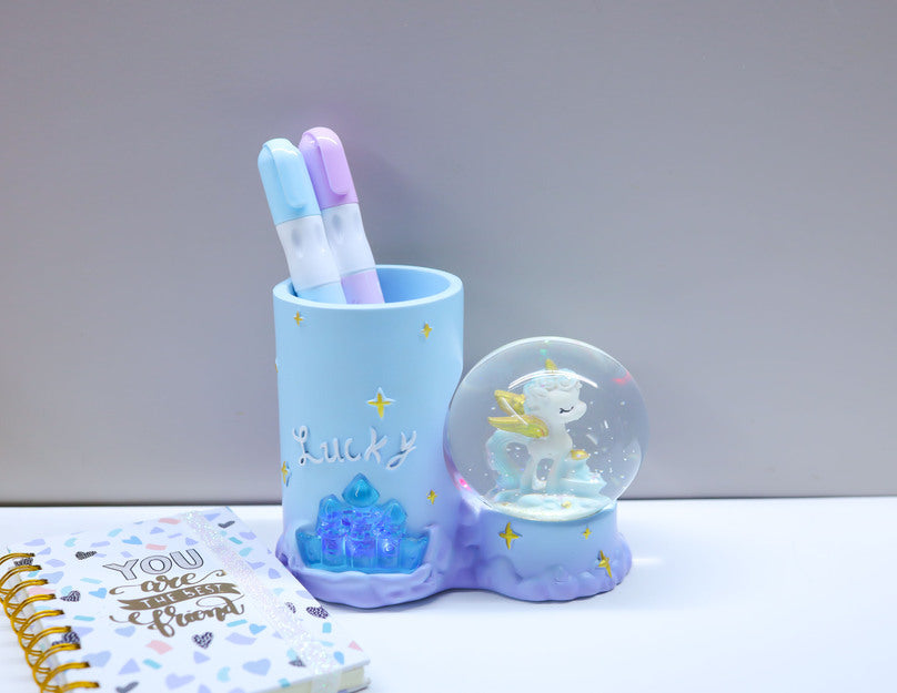 Unicorn Penstand With Globe