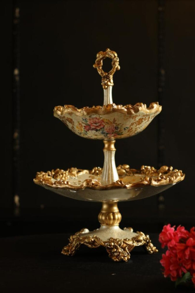 Victorian Golden Two-Tier Serving Stand