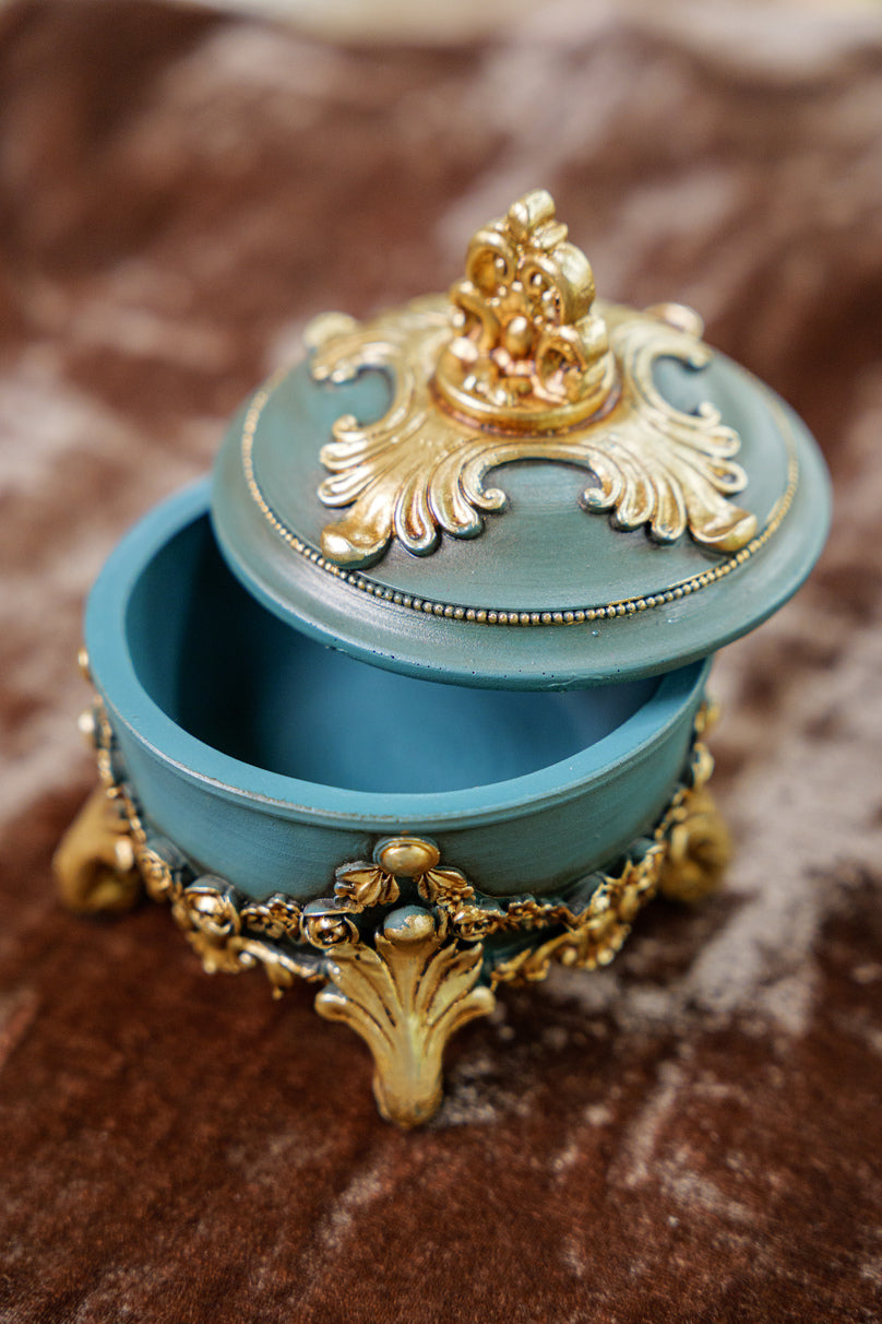 Vintage jewelry box with ornate design