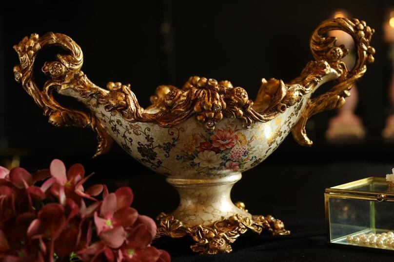 Vintage Golden Baroque Floral Bowl
