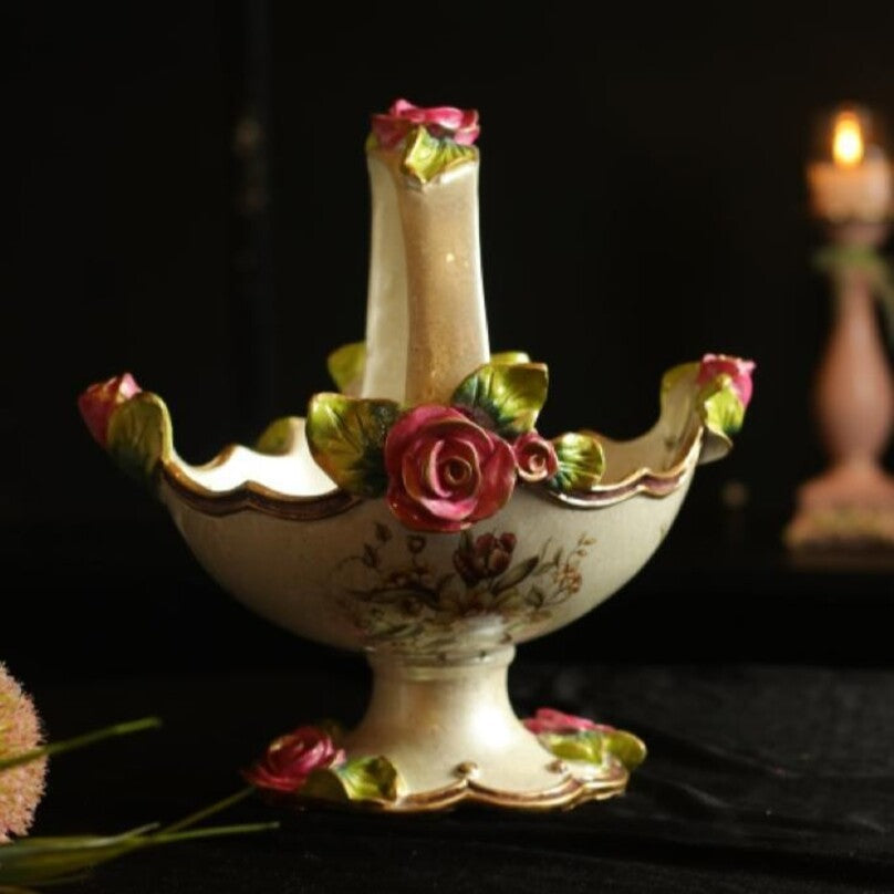 Vintage Rose Bloom Basket