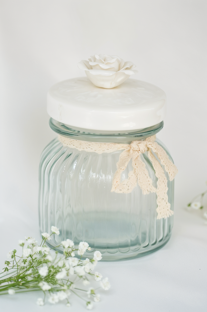 White Cap With Flower Jar
