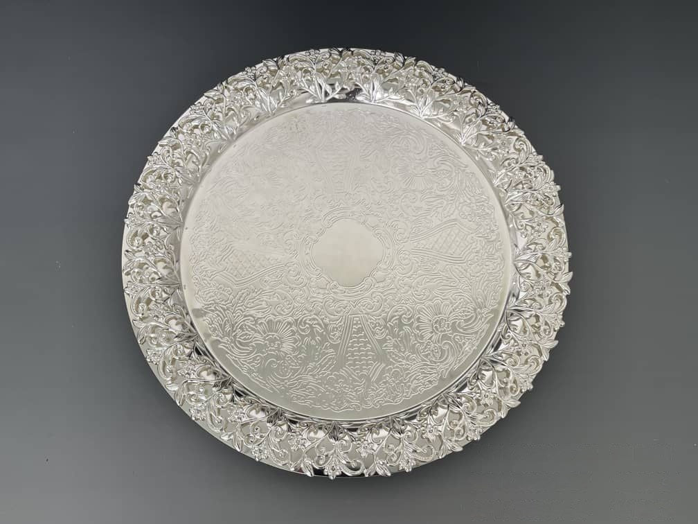 Silver Intricate Motif Tray