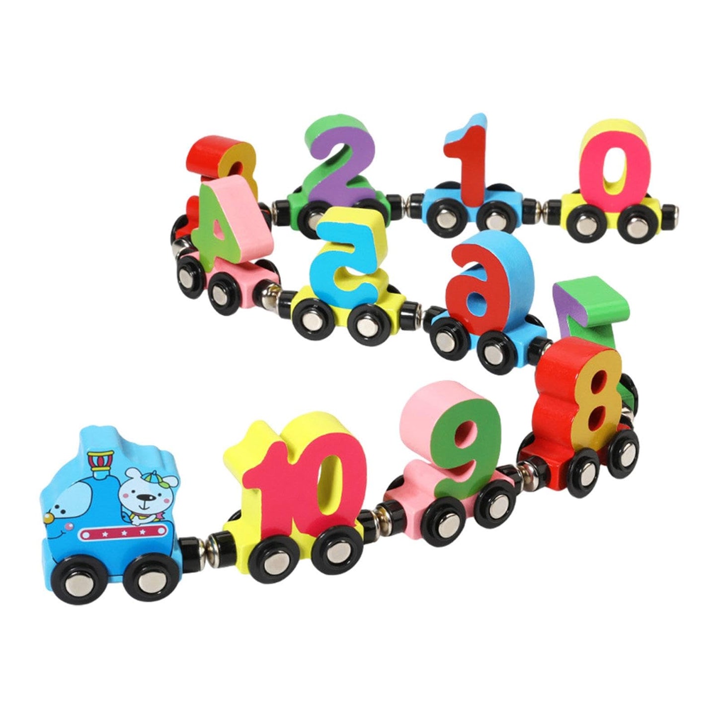 Kids wooden educational train toy with numbers